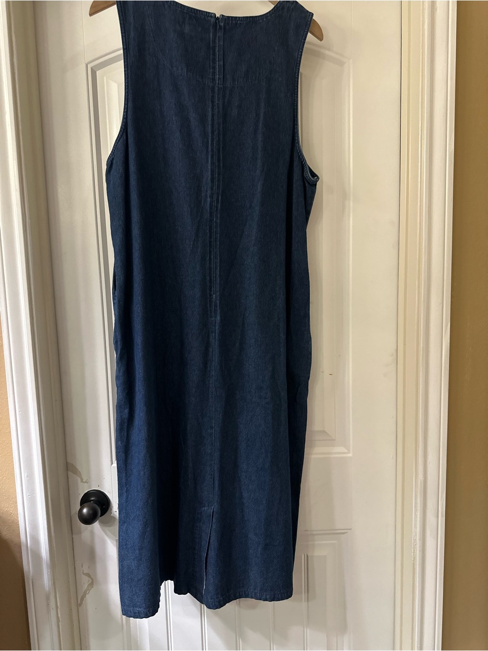 Vintage 90s Denim floral 💐Embroidered Jumper Dress size petite large - Picture 3 of 5